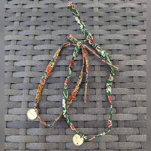 New! Sezane Gold Charm Floral Fabric Liberty Bracelets